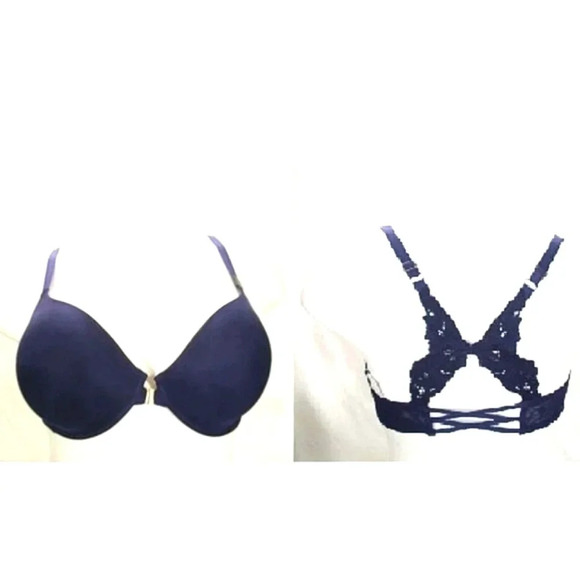 36DDD Unveiled Felina Beautiful Love Front Close Underwire Bra Navy Blue NWT - Picture 13 of 13
